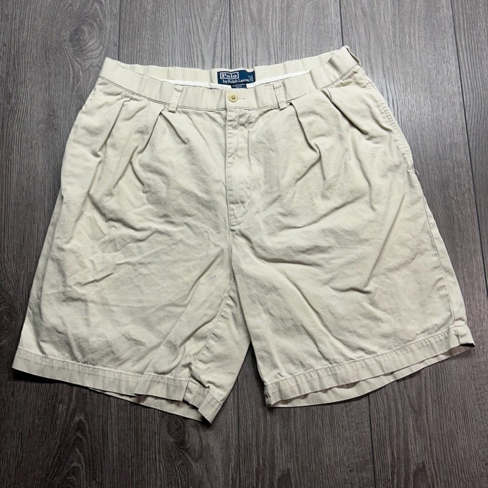 Polo Ralph Lauren Tyler Pleated Shorts Mens 33 Khaki Tan Cotton Chino 10366